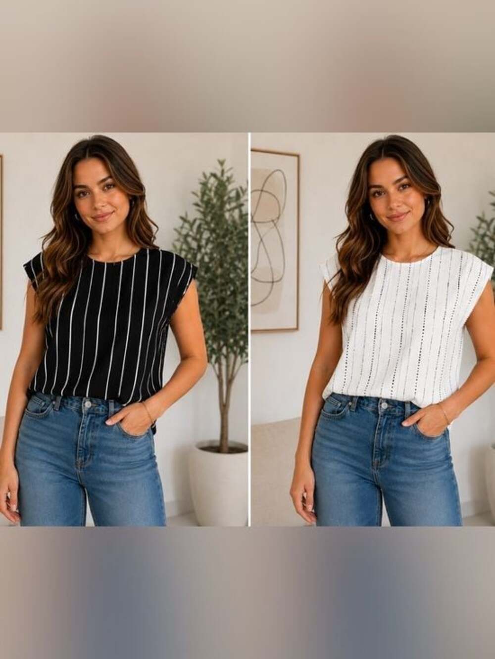 SHEIN Women’s Black & White Blouse Bundle Size Medium Office Casual Tops